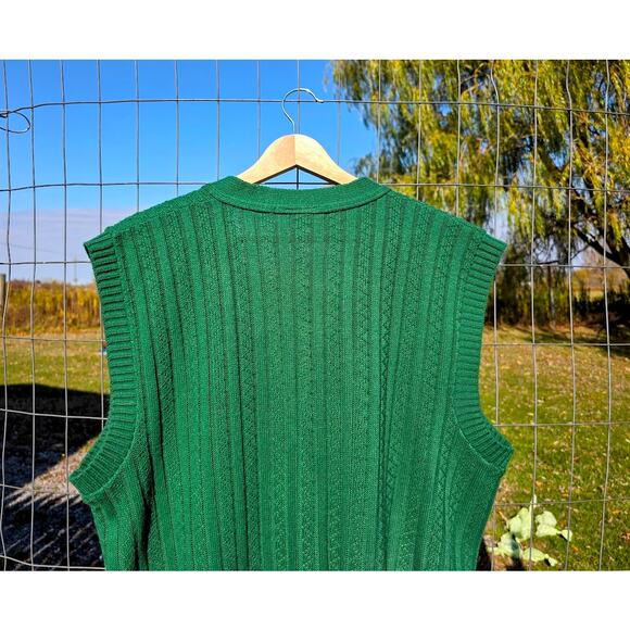 Vintage Haband for Her Green Button Up Sweater Vest XL - Picture 8 of 8